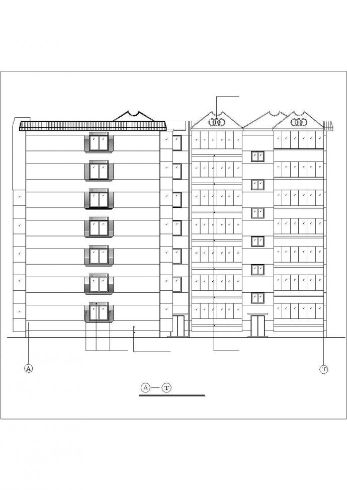 石家庄某居住区4400平米7层砖混结构住宅楼全套建筑设计CAD图纸_图1
