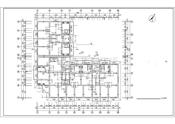 石家庄某居住区4400平米7层砖混结构住宅楼全套建筑设计CAD图纸-图二