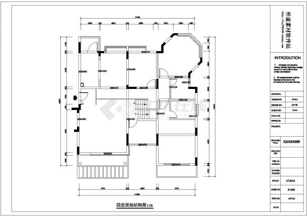 现代住宅三室二厅装修设计CAD施工图纸-图一