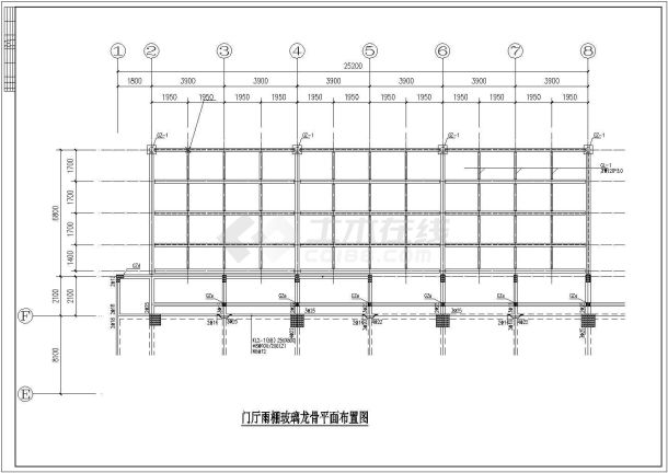 医院钢结构雨棚结构设计CAD图-图二