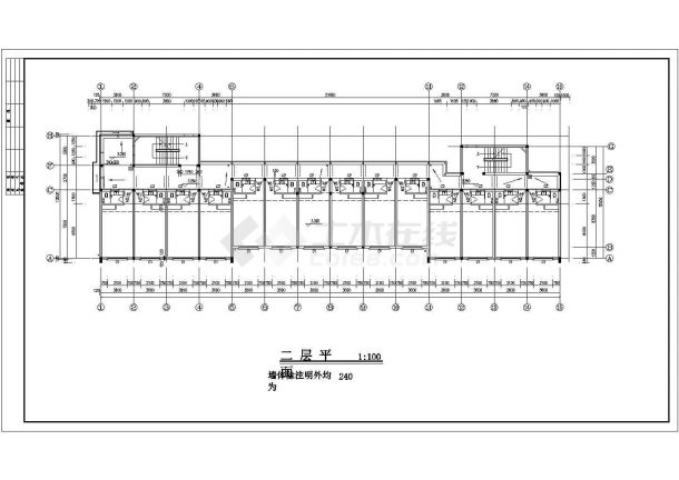 某长50.4米 宽13.5米 7层砖混结构大学生宿舍楼设计cad全套建筑施工图【甲级院设计】-图一