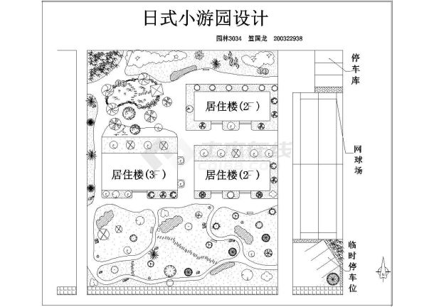 公园广场绿化CAD图纸-日式小游园设计-图一
