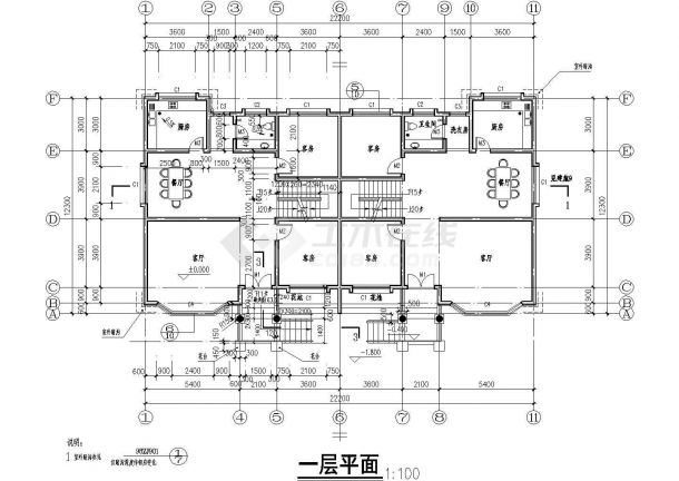 常德市德山旅游度区乡村别墅楼（二层带地下层，框架结构）设计cad全套建筑施工图（标注详细）-图二