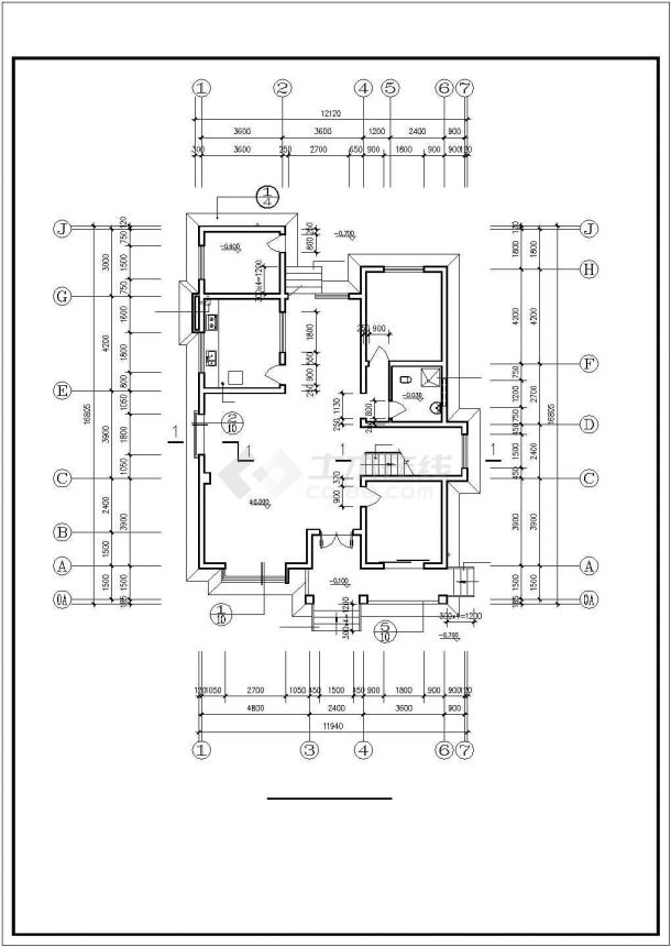 徐州市某村镇400平米3层砖混乡村单体别墅平立剖面CAD设计图纸-图一