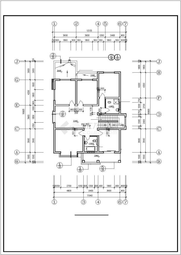 徐州市某村镇400平米3层砖混乡村单体别墅平立剖面CAD设计图纸-图二