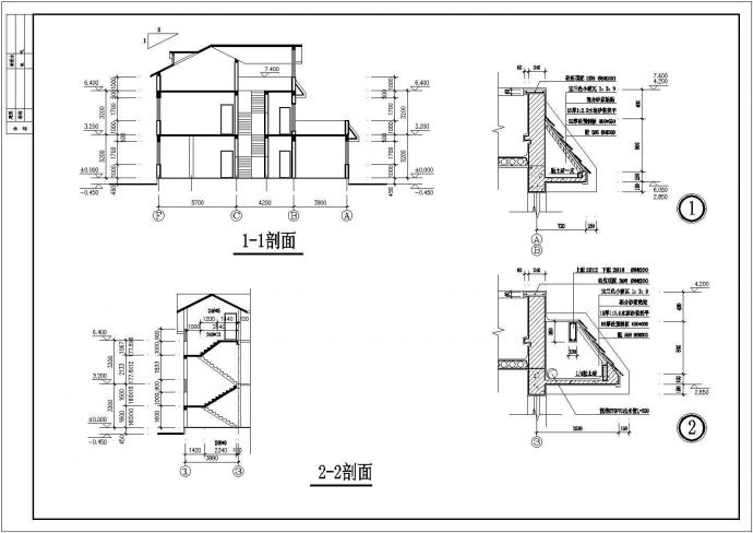 某二层带阁楼层框架结构现代风格乡村别墅设计cad全套建筑施工图（标注详细）_图1