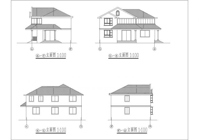 某二层框架结构现代风格乡村别墅设计cad建筑方案图（甲级院设计）_图1
