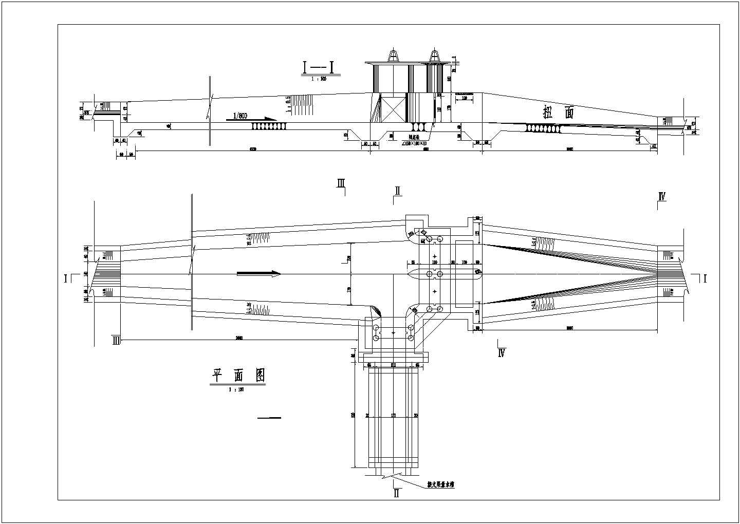 【精选】水利工程双孔干支分水闸设计CAD图纸