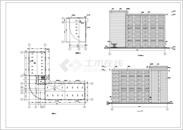 【8层】10441.17平米框架办公楼毕业设计（计算书、建筑、结构图）-图一