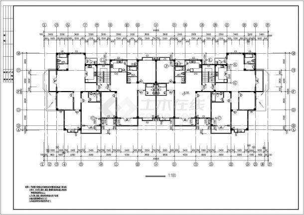 某大型住宅区1号楼建筑设计施工cad图纸-图二
