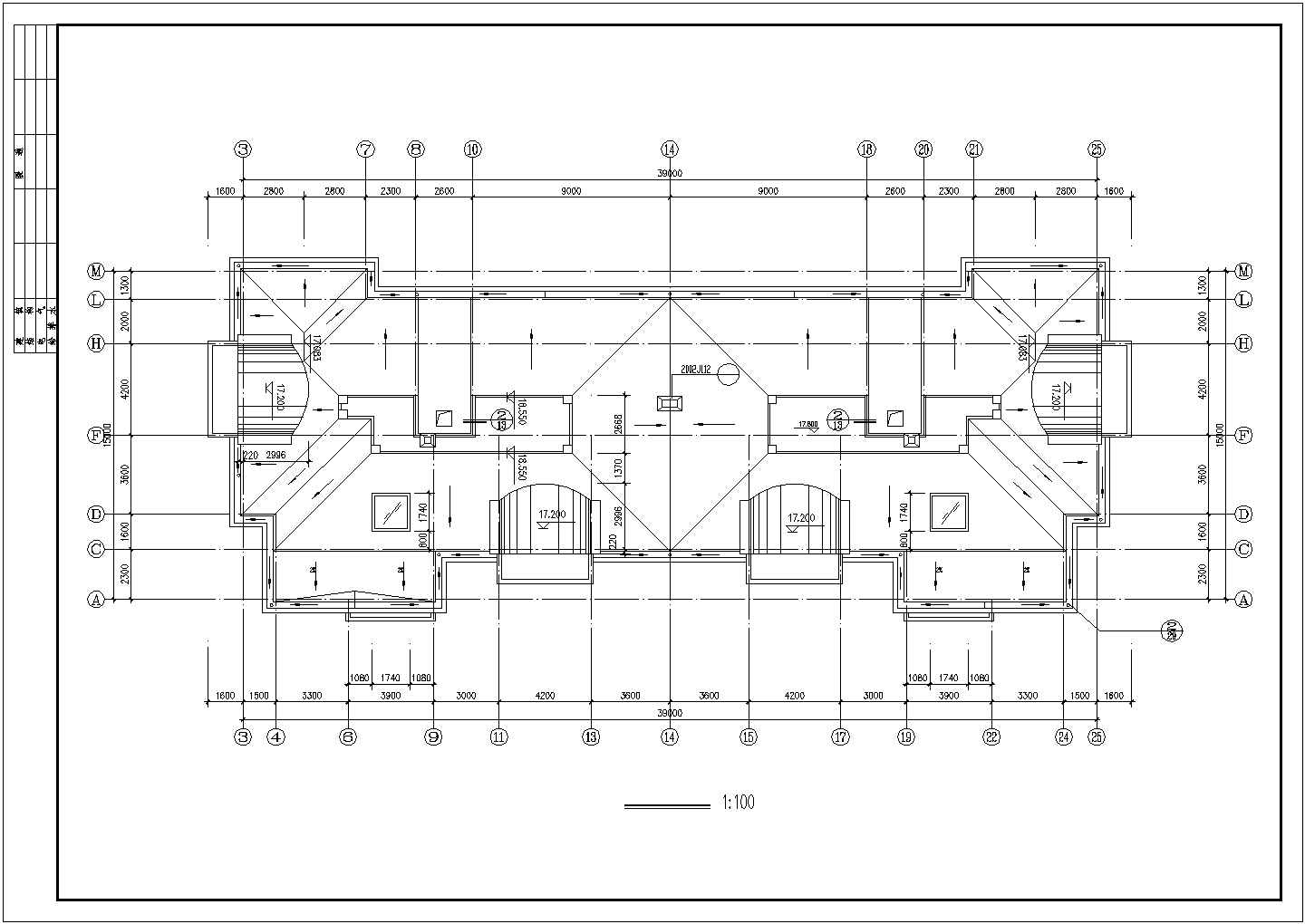 某大型住宅区1号楼建筑设计施工cad图纸