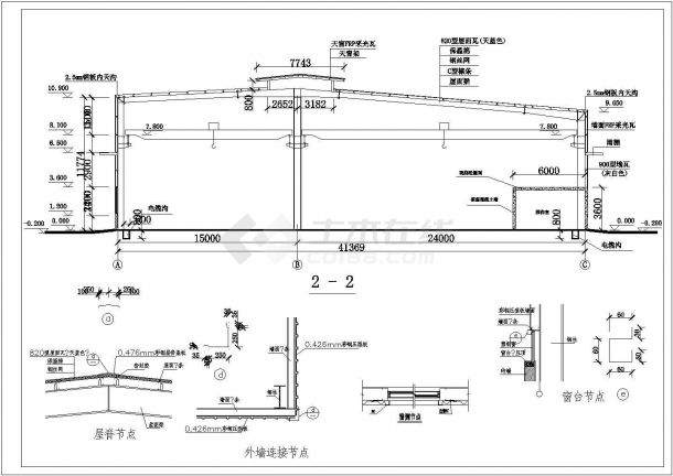 厂房设计_某地区钢结构厂房建筑详细设计方案施工CAD图纸-图一