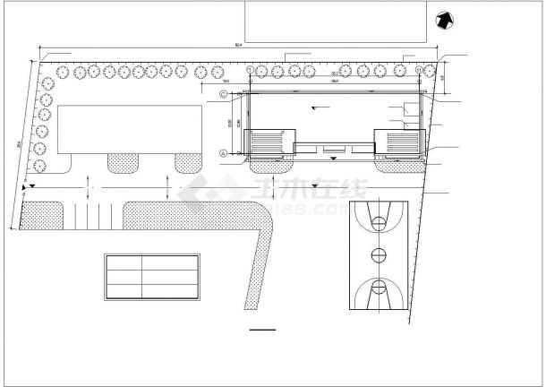 大堡小学教学楼建筑设计CAD全套施工图纸-图二