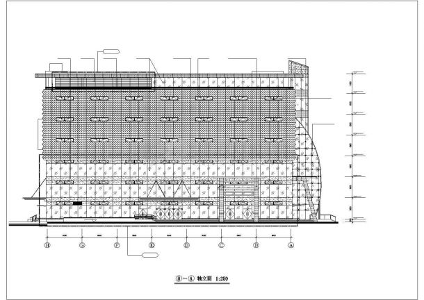 现代广场建筑设计施工立面图-图二