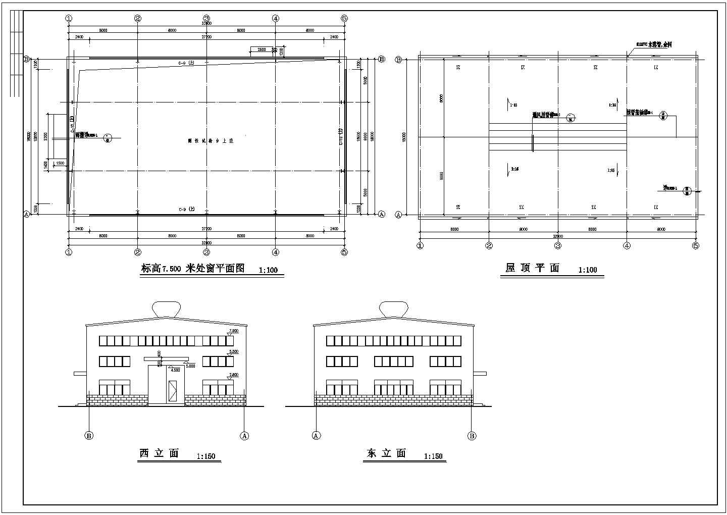 某地区工业钢结构车间建筑详细设计方案施工CAD图纸