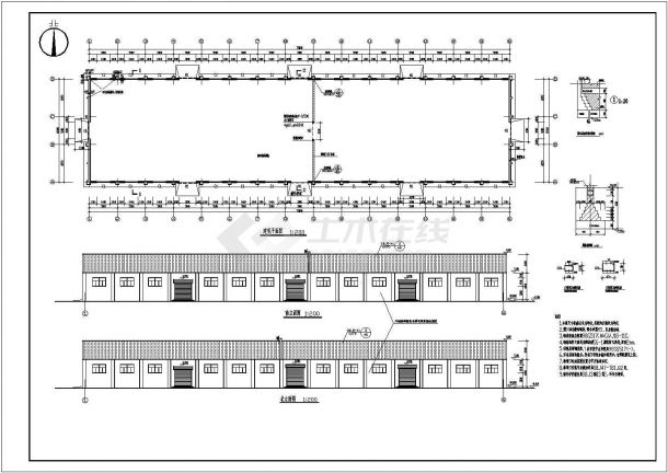 某地区库房大修建筑详细设计方案施工CAD图纸-图一