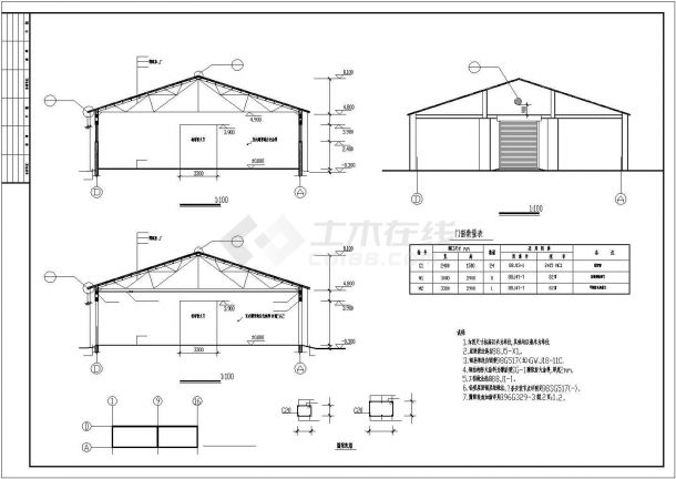 某地区库房大修建筑详细设计方案施工CAD图纸-图二