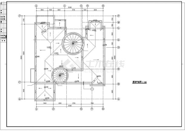 某586平米两层花园别墅建筑cad设计施工图-图一