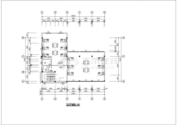 宿舍餐厅建筑规划CAD布置图-图一