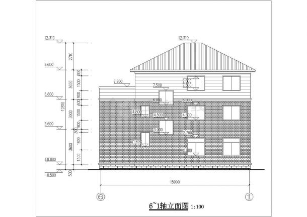 占地160平米3层混合结构单体别墅全套建筑CAD设计图纸-图一