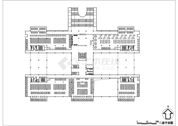 海南省市民图书馆全套建筑设计CAD图纸-图一