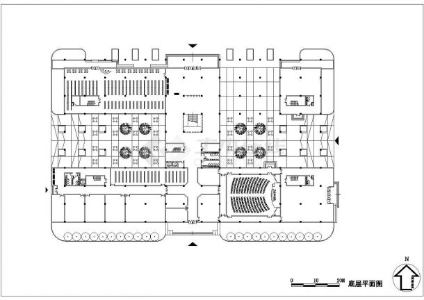 海南省市民图书馆全套建筑设计CAD图纸-图二