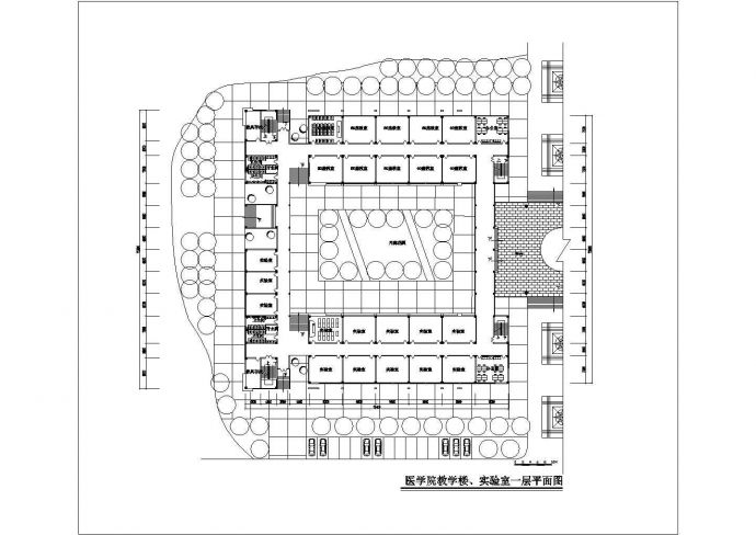 青岛市某大学内部活动中心+教学楼建筑设计CAD图纸_图1