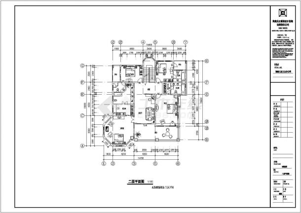 某地两层别墅建筑CAD设计施工图（效果图）一层建筑面积为:220平米 二层建筑面积为:196平米-图二