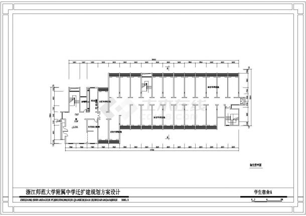 杭州某高级实验中学5层宿舍楼建筑设计CAD图纸（含架空层）-图一