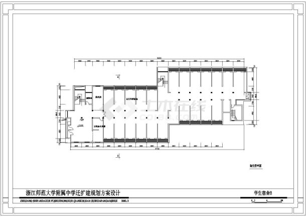 杭州某高级实验中学5层宿舍楼建筑设计CAD图纸（含架空层）-图二
