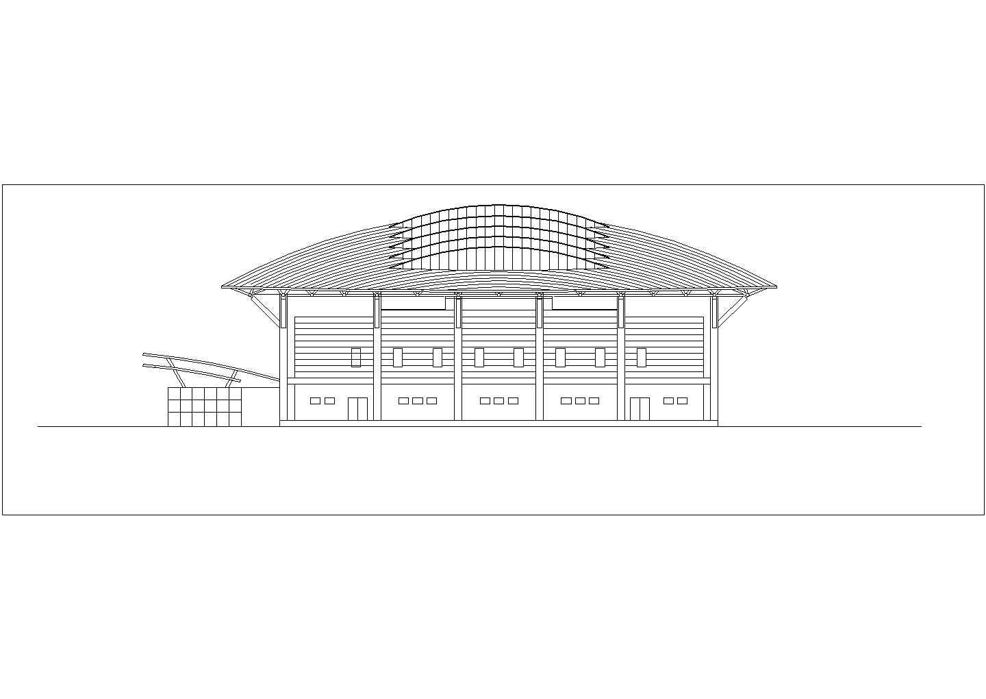 温州市某实验中学内部2层体育馆建筑设计CAD图纸