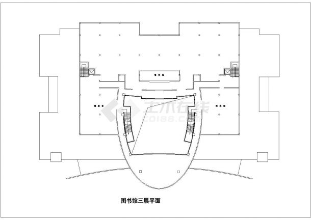 深圳某重点大学3层图书馆建筑设计CAD图纸-图一