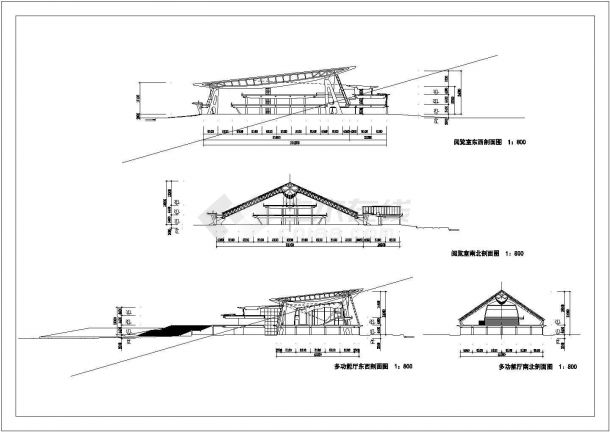 厦门市某大学内内部3层艺术图书馆建筑设计CAD图纸-图二