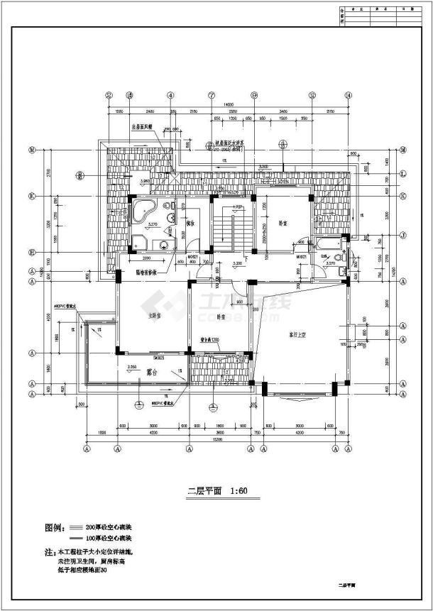 某二层带地下层框架结构新农村欧式风格别墅设计cad全套建筑施工图（含效果图）-图二