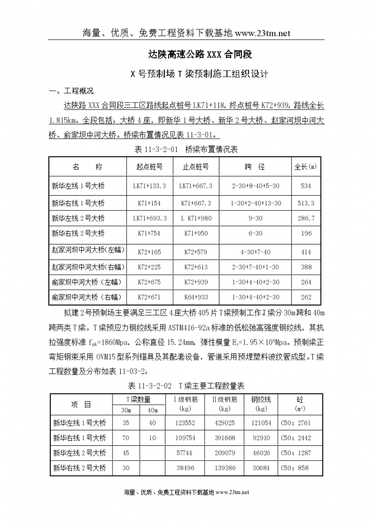 达陕高速公路t梁预制施工组织设计/-图二