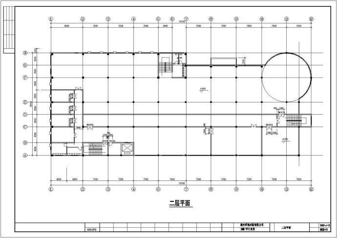 成都市某职业学院2层餐厅建筑设计CAD图纸_图1