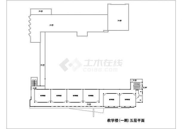 青岛市某大学4层教学楼建筑设计CAD图纸-图一