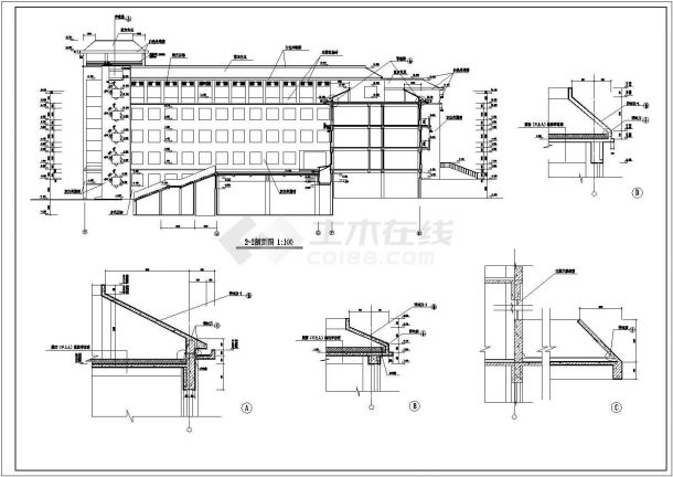 某18772平米四层教学楼建筑施工CAD设计图纸-图二