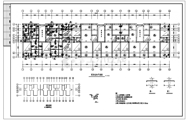 5层砖混住宅楼结构设计施工cad图纸，含设计说明-图二