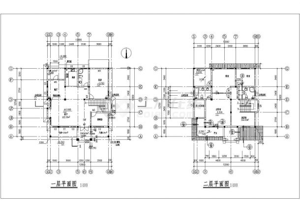 某二层带阁楼层砖混结构简欧小别墅设计cad建筑方案图（含设计说明，含效果图）-图二
