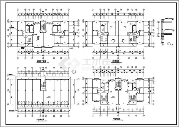 多层居住宅建筑施工cad参考图-图二