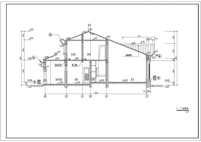 某三层砖混结构斜屋顶欧式别墅设计cad全套建筑施工图（含效果图）_图1
