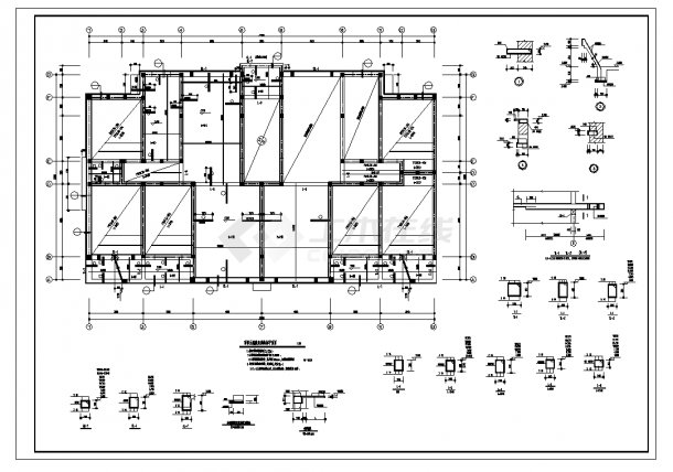 半城6层砖混单元住宅楼结构设计施工cad图纸（含设计说明）-图二