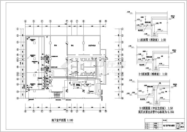 某地区高层酒店给排水详细设计方案施工CAD图纸-图二