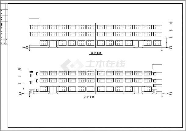 厂房设计_某地区三层厂房建筑详细设计方案施工CAD图纸-图二