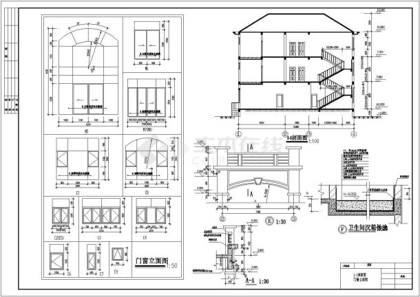 某三层带地下层框架结构独栋别墅设计cad全套建筑施工图（含设计说明，含效果图）-图二