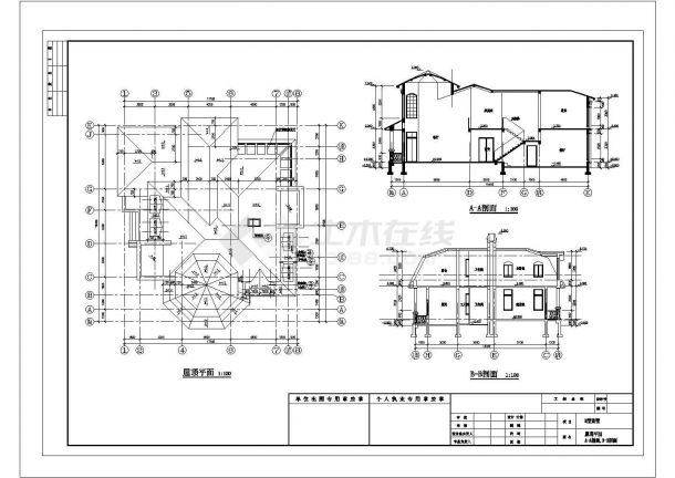 某二层框架结构简欧独栋别墅设计cad全套建筑施工图（含设计说明，含效果图）-图二