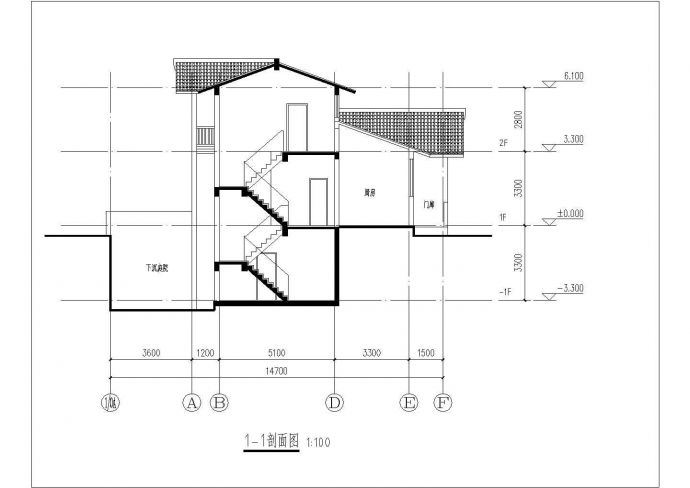 某二层带地下层框架结构日式别墅设计cad建筑方案图（含效果图）_图1