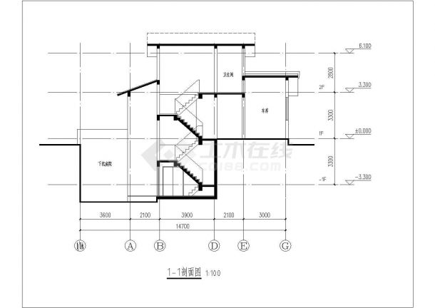 某二层带地下层框架结构日式风格别墅设计cad建筑方案图（含效果图）-图一
