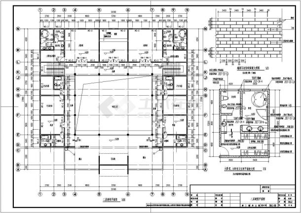 某二层砖混结构中国古典风格四合院设计cad全套建筑施工图（含设计说明，含效果图）-图二